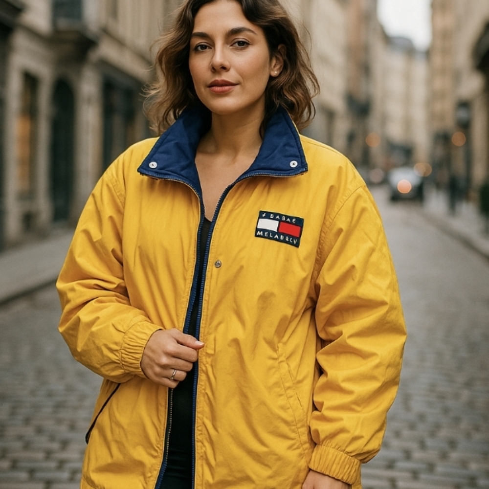 Vintage tommy hilfiger  yellow rain coat
